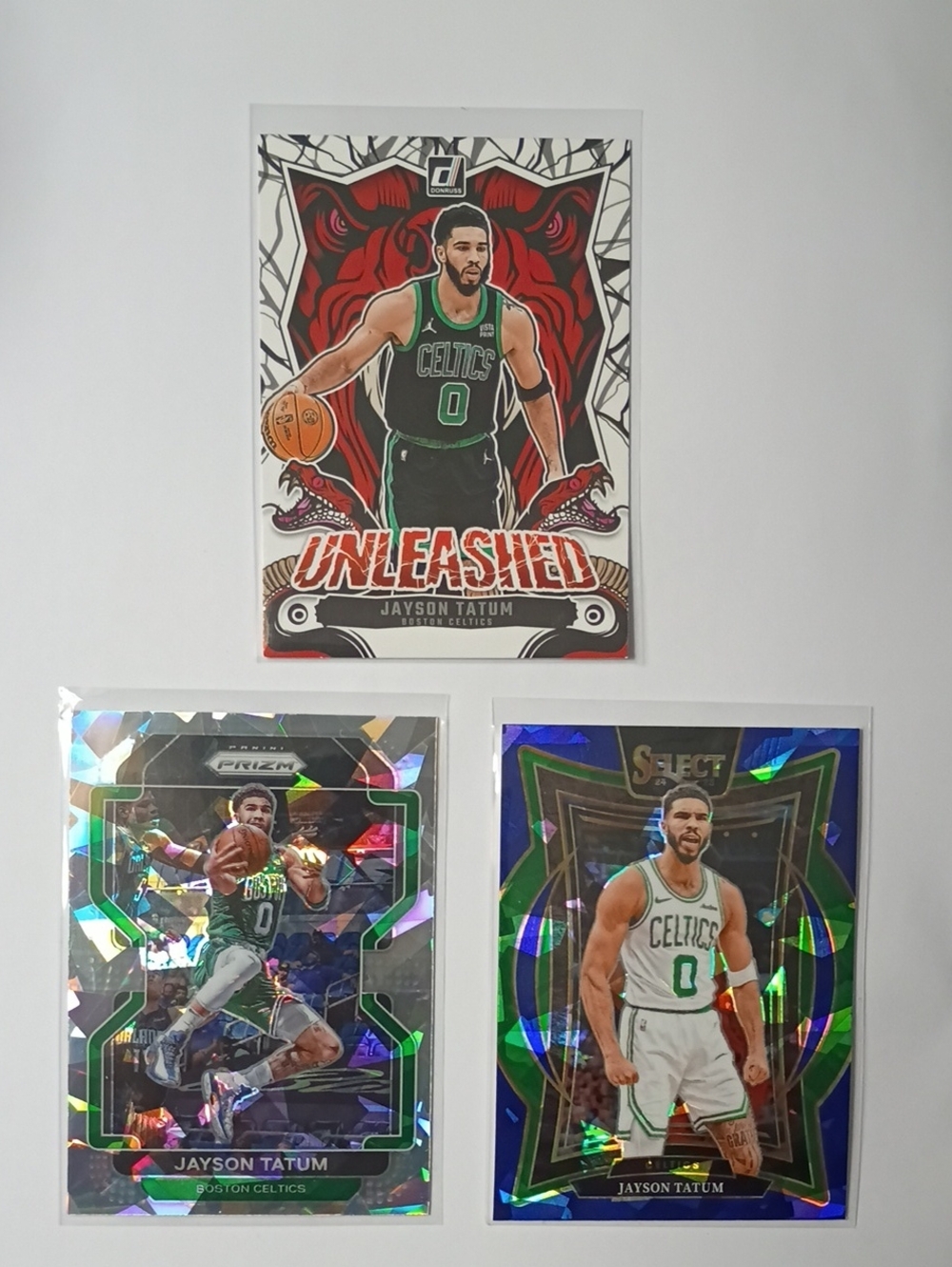 Panini Jayson Tatum Card Trio - Green / Black / Red Accents